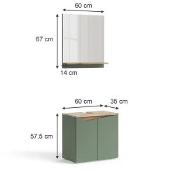 Ensemble Meuble De Salle De Bains|Vicco Meubles bain Vert/Artisan 2 pièces