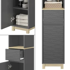 Vicco Meubles de salle de bain Anthracite 30x151.5cm avec tiroir