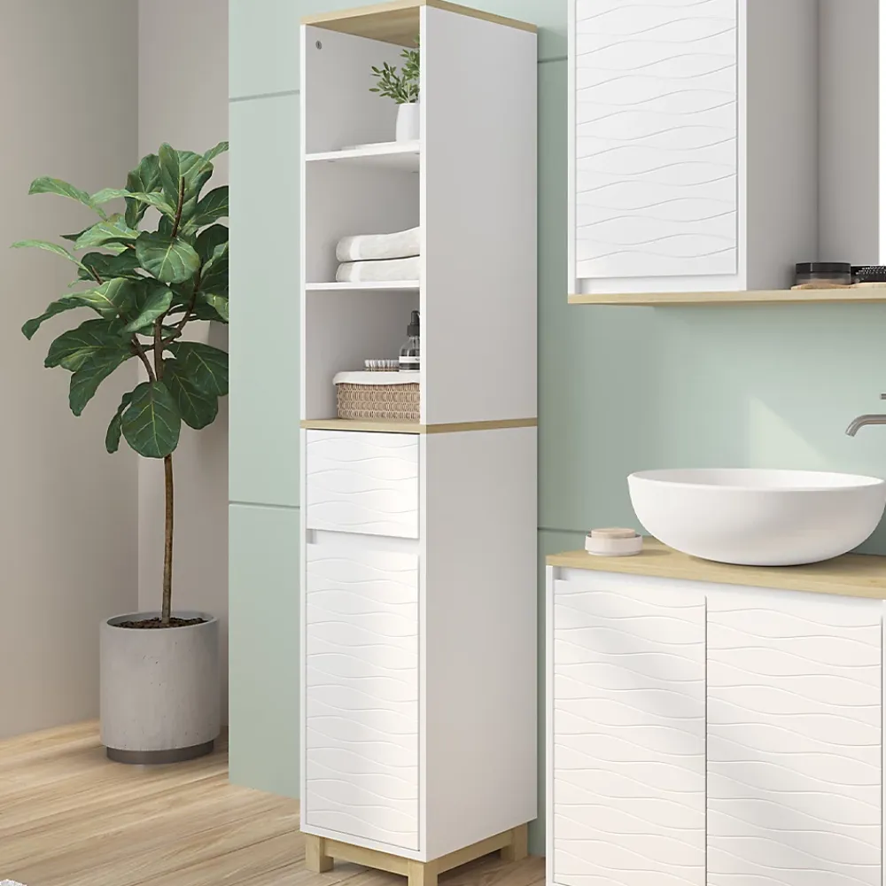 Colonne De Salle De Bains|Vicco Meubles de salle de bain Blanc 30x151cm avec tiroirs