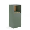 Armoire De Salle De Bains|Vicco Midischrank Vert/Artisan 33x80cm avec porte et étagère ouverte