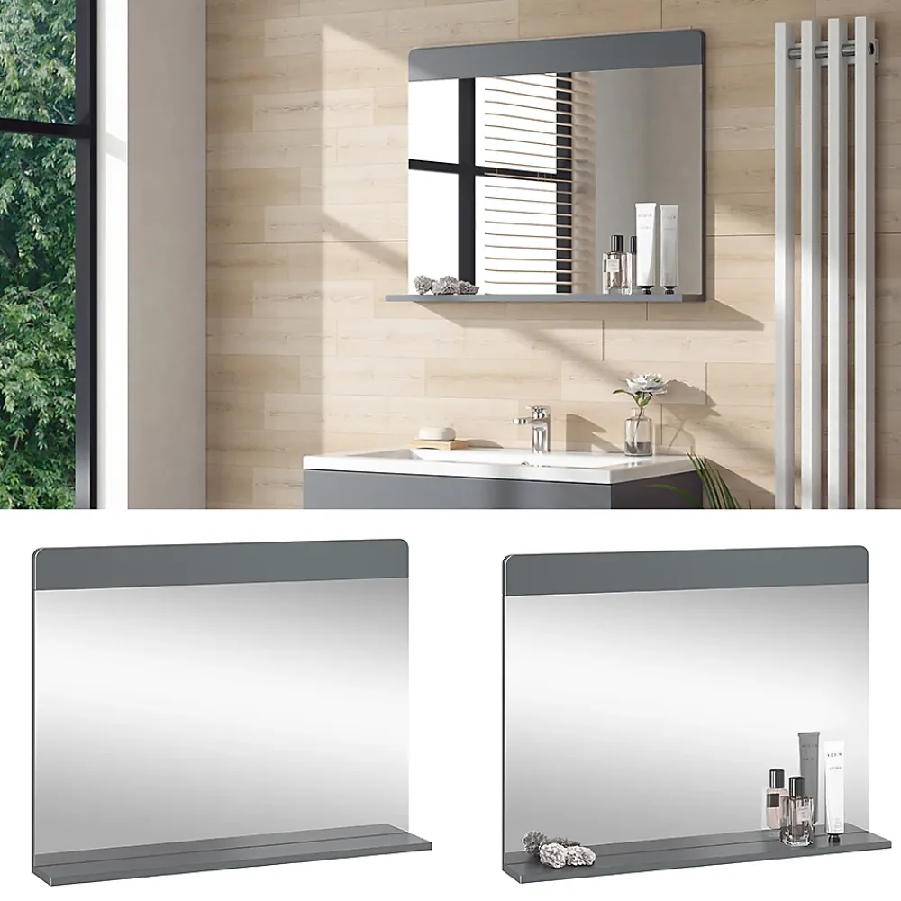 Armoire De Toilette|Vicco Miroir de salle de bain Gris 80.1x62cm