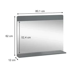 Armoire De Toilette|Vicco Miroir de salle de bain Gris 80.1x62cm