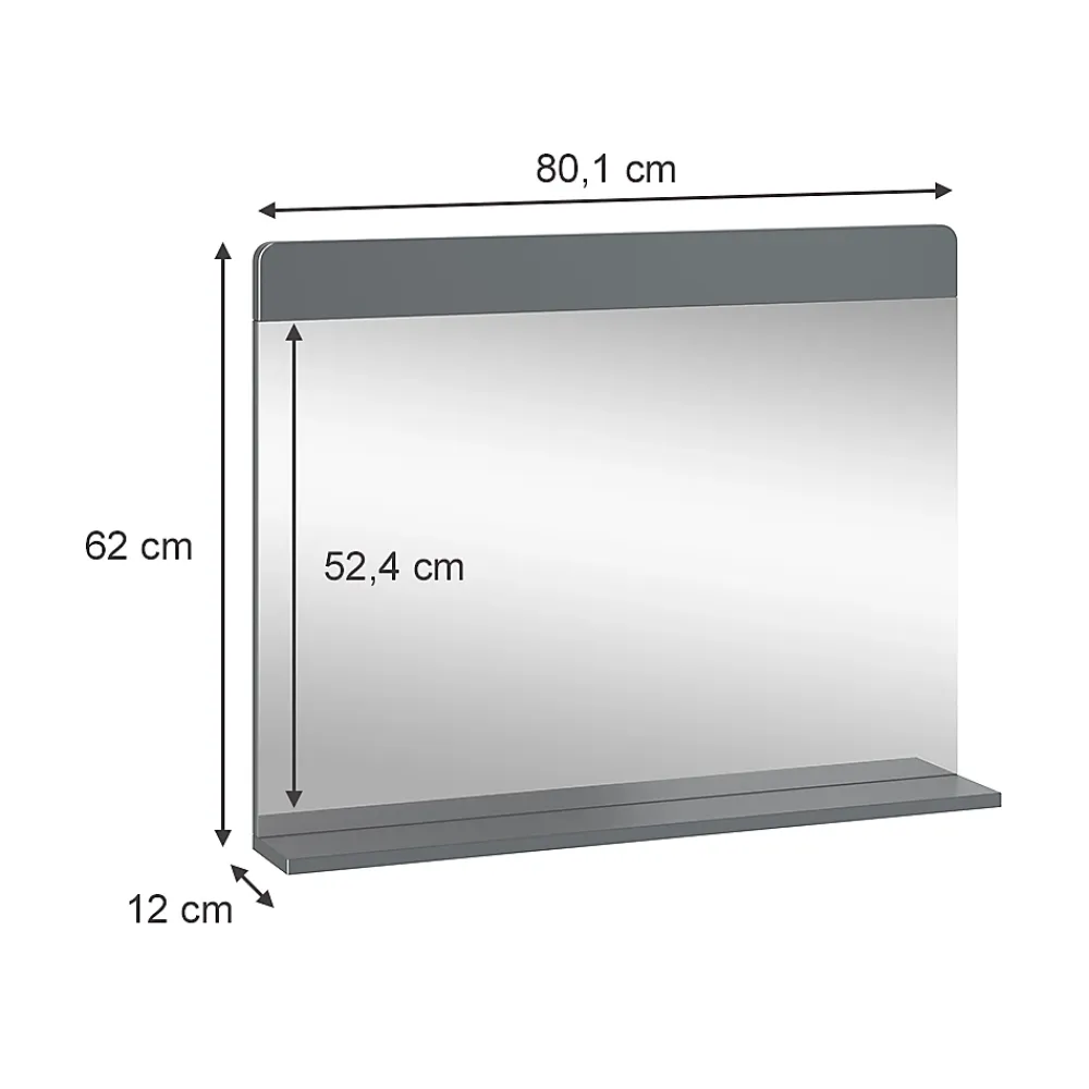 Armoire De Toilette|Vicco Miroir de salle de bain Gris 80.1x62cm