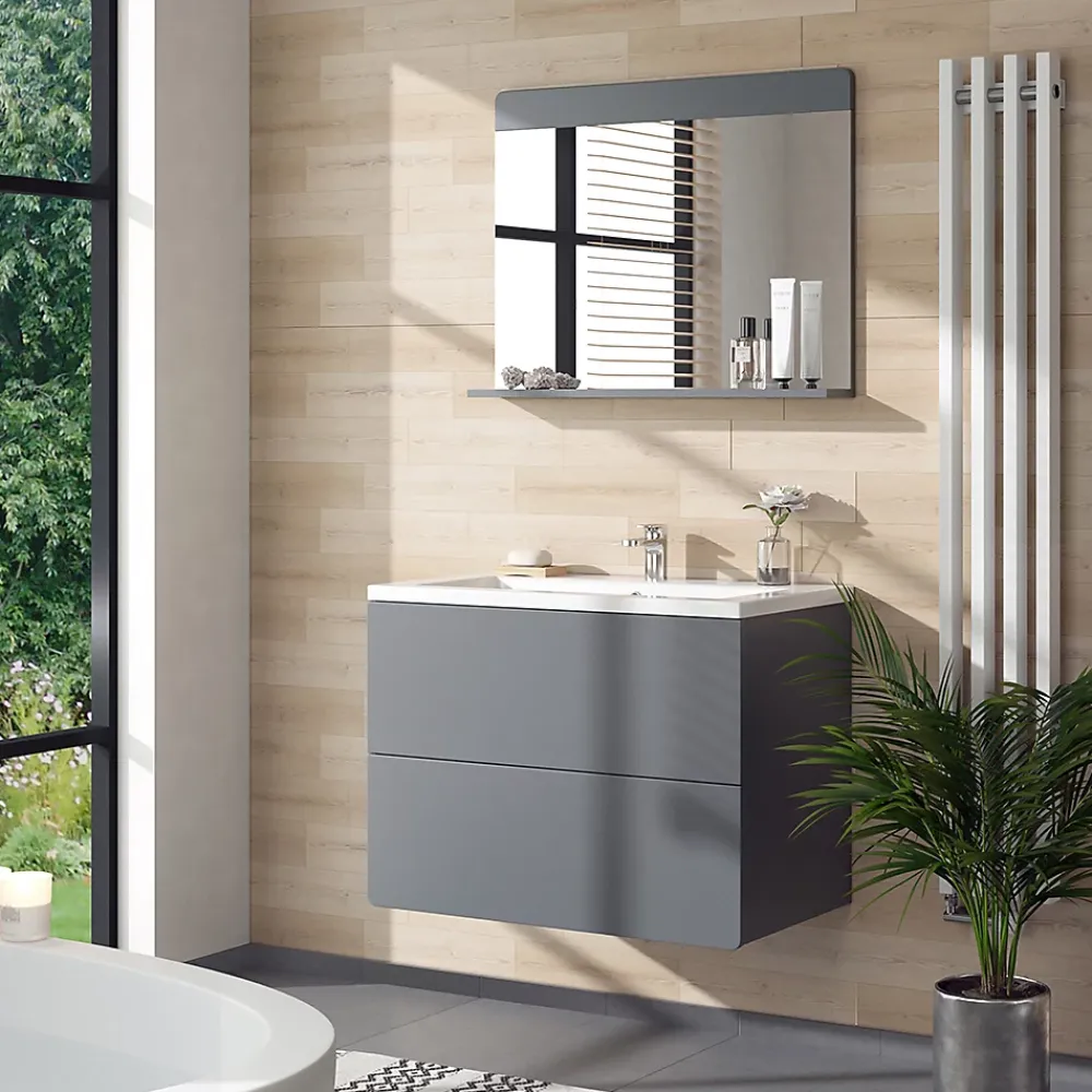 Armoire De Toilette|Vicco Miroir de salle de bain Gris 80.1x62cm