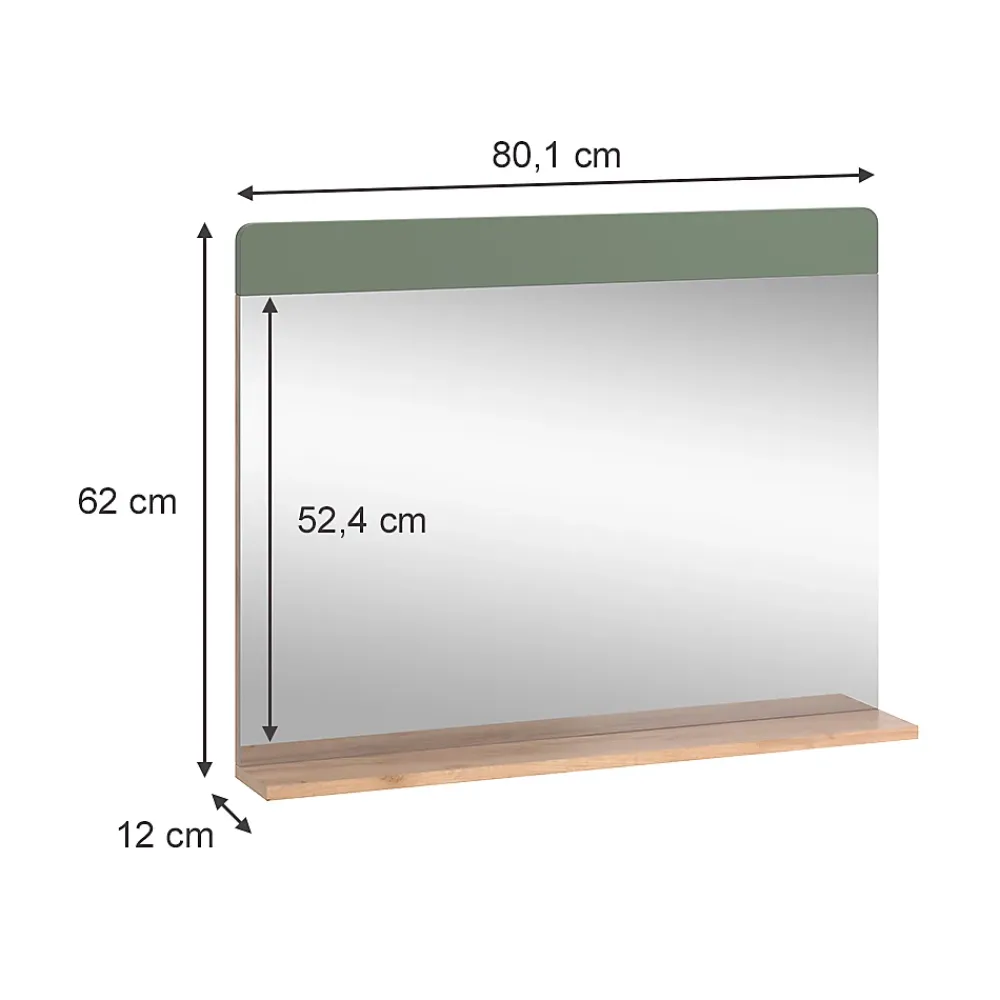 Vicco Miroir de salle de bain Force dor Chêne/Vert 80.1x62cm avec abonnement