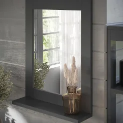 Armoire De Toilette|Vicco Miroir de salle de bain Gris 50x40cm