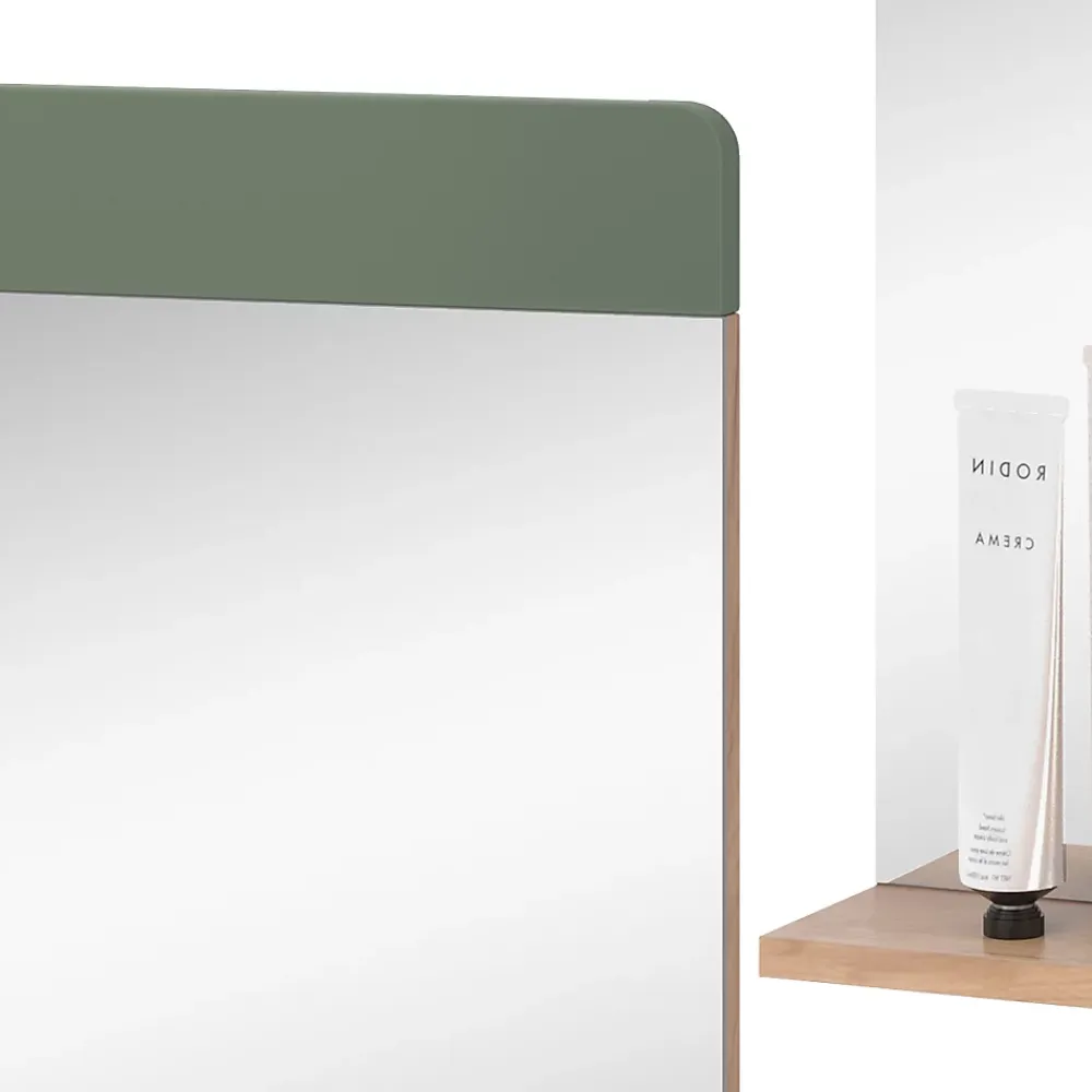 Armoire De Toilette|Vicco Miroir de salle de bain Vert/force de lor Chêne 60x62cm avec tablette