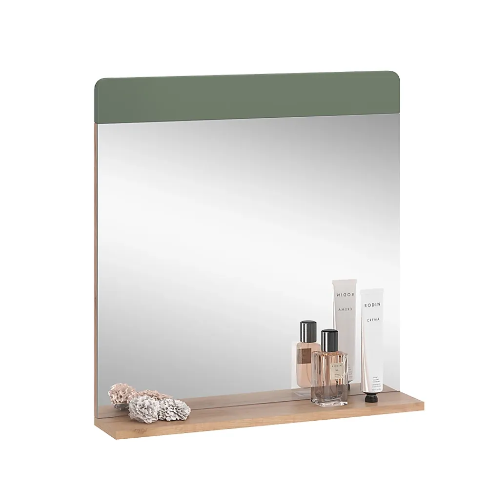 Armoire De Toilette|Vicco Miroir de salle de bain Vert/force de lor Chêne 60x62cm avec tablette