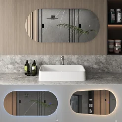 Armoire De Toilette|Vicco Miroir mural Blanc 110x50cm avec éclairage LED