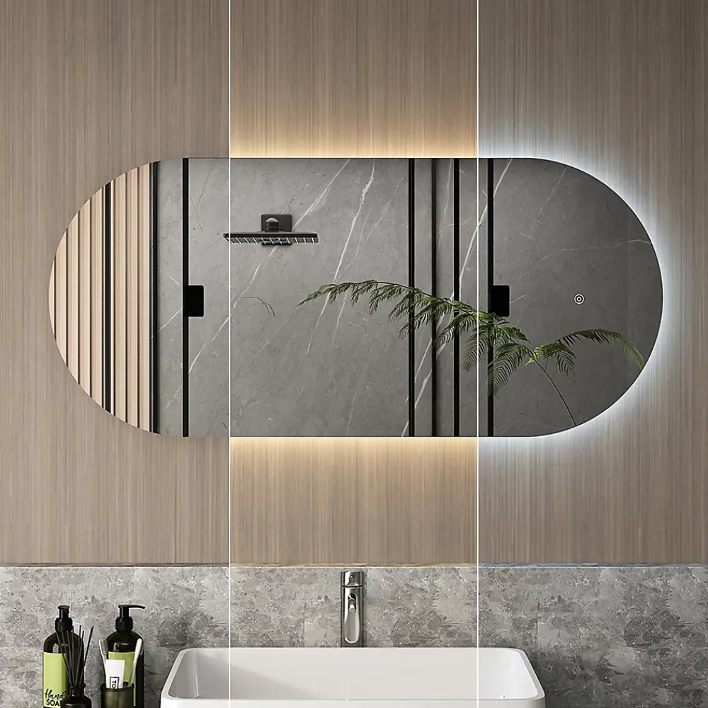 Armoire De Toilette|Vicco Miroir mural Blanc 110x50cm avec éclairage LED