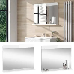Armoire De Toilette|Vicco Miroir mural Blanc Haute brillance 80.1x62cm avec étagère