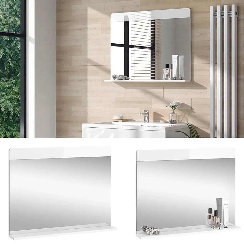Armoire De Toilette|Vicco Miroir mural Blanc Haute brillance 80.1x62cm avec étagère