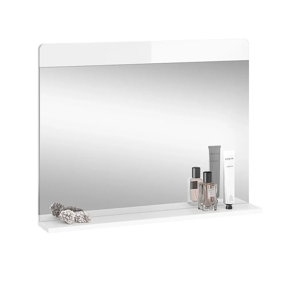 Armoire De Toilette|Vicco Miroir mural Blanc Haute brillance 80.1x62cm avec étagère