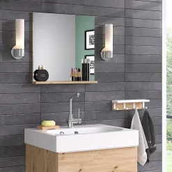 Vicco Miroir mural Blanc 50x51.6cm avec étagère