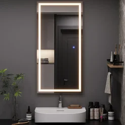 Armoire De Toilette|Vicco Miroir mural Verre 50x100cm avec éclairage frontal