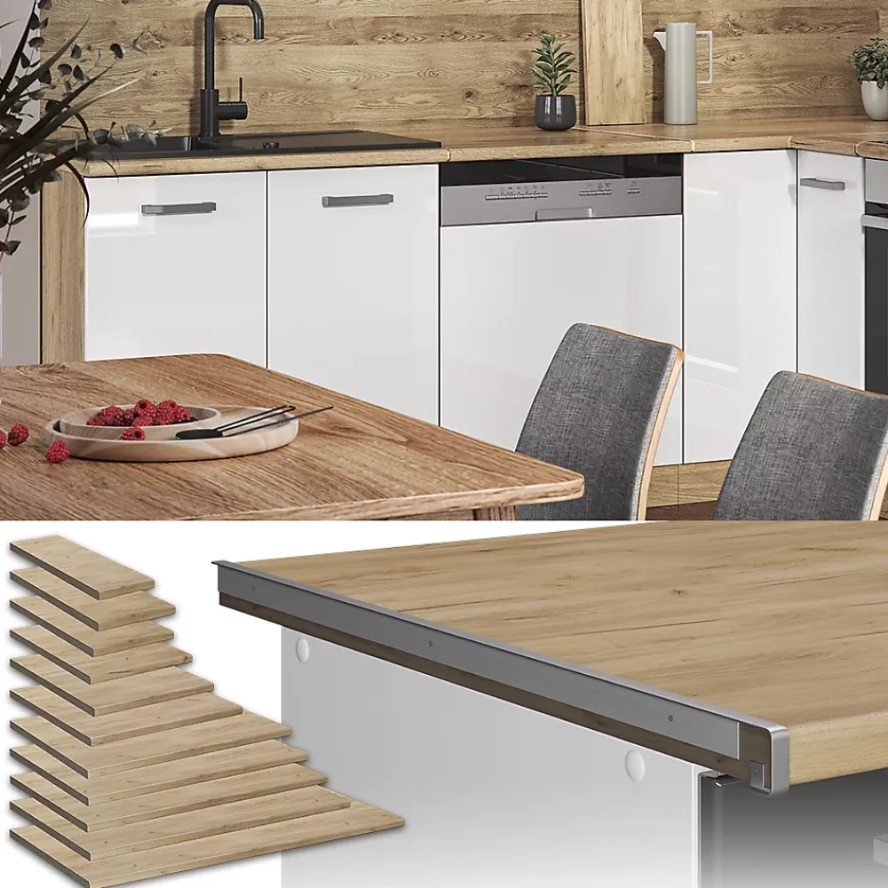 Plan De Travail Buanderie|Vicco Plan de travail cuisine Chêne de force doré 60cm