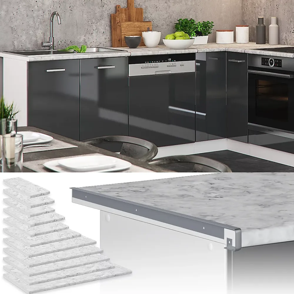 Vicco Plan de travail cuisine blanc/marbre 100cm