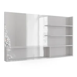 Vicco Étagère à miroir Blanc Haute brillance 119.8x70cm avec compartiments ouverts