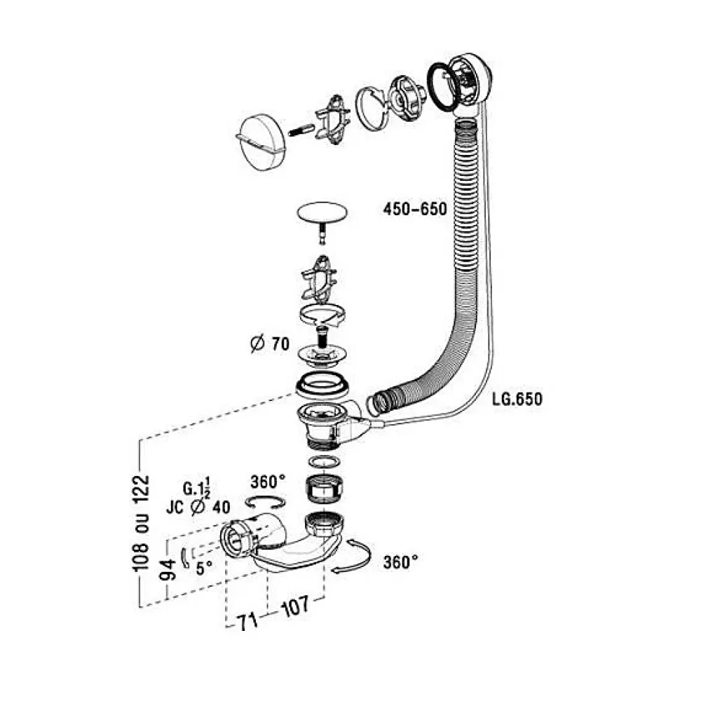 Vidage NICOLL avec siphon extra-plat inclus