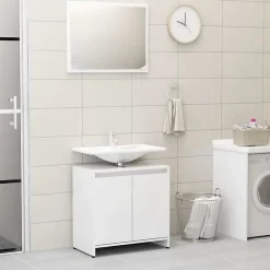 Vidaxl Meubles de salle de bain Blanc brillant Bois d'ingénierie 802657
