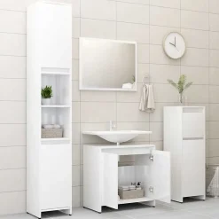 Vidaxl Meubles de salle de bain Blanc brillant Bois d'ingénierie 802657