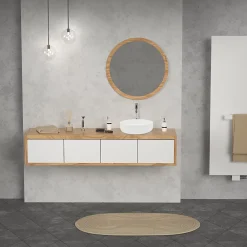 Vasque À Poser|ECD Germany Évier céramique vasque a poser ronde moderne lave-mains salle de bain 355 mm