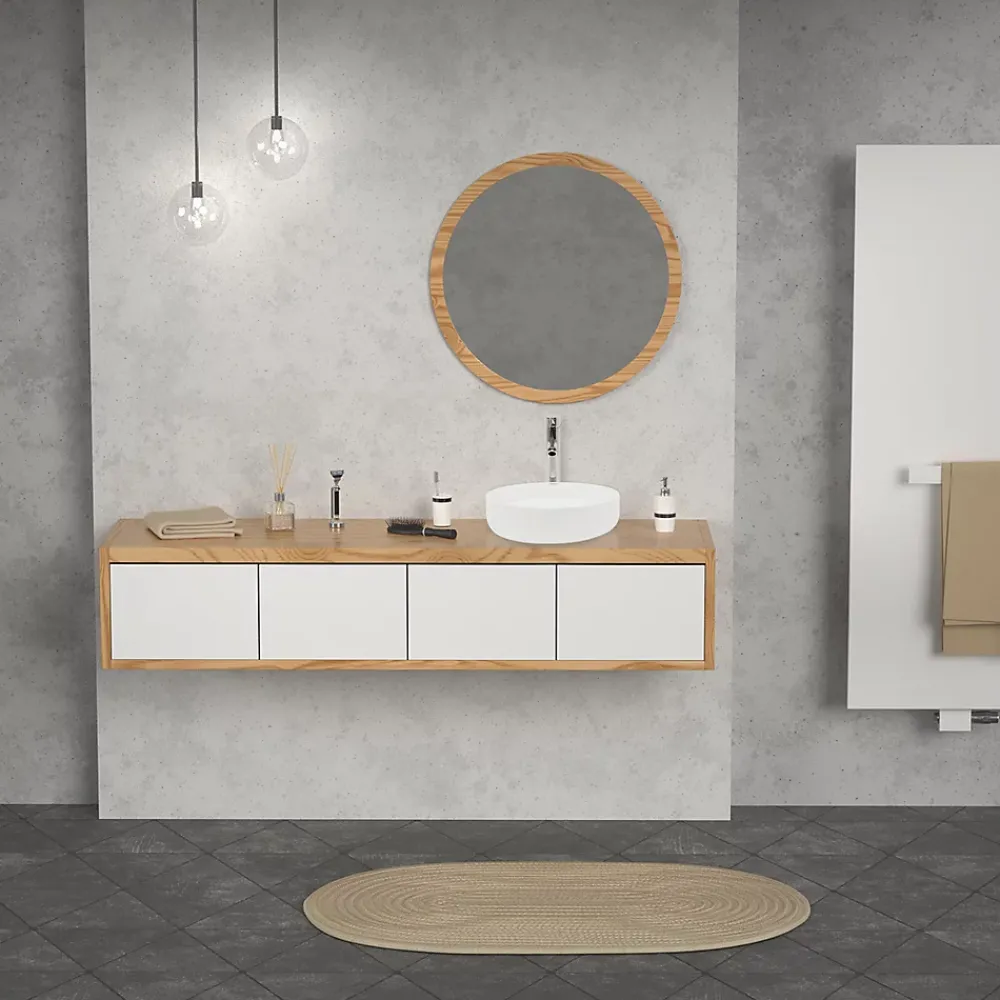 Vasque À Poser|ECD Germany Évier céramique vasque a poser ronde moderne lave-mains salle de bain 355 mm