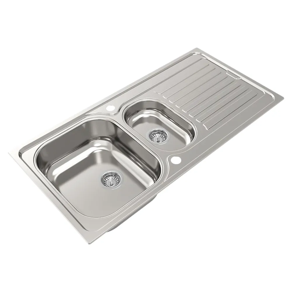 Évier de cuisine 1,5 cuve et 1 égouttoir en acier inoxydable Jabiri