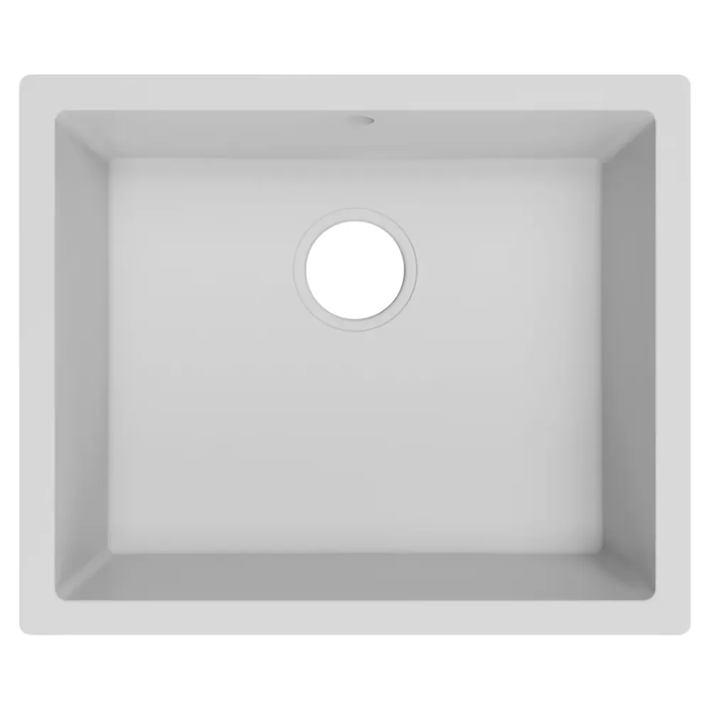 Evier Et Robinet De Buanderie|GoodHome Évier de cuisine en composite de quartz blanc mat 1 bac à encastrer Sorrel