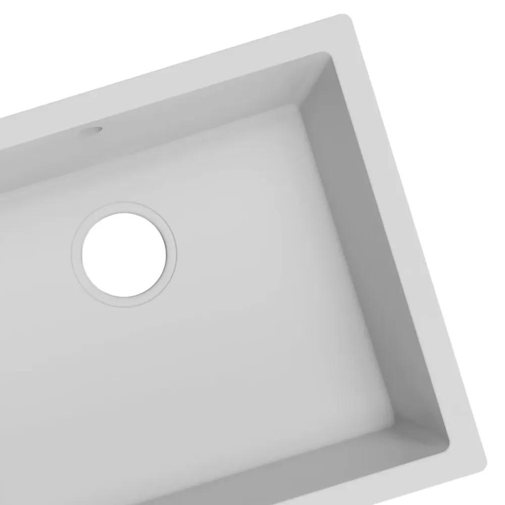 Evier Et Robinet De Buanderie|GoodHome Évier de cuisine en composite de quartz blanc mat 1 bac à encastrer Sorrel