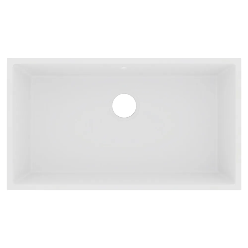 GoodHome Évier de cuisine en composite de quartz blanc 1 bac à encastrer Sorrel