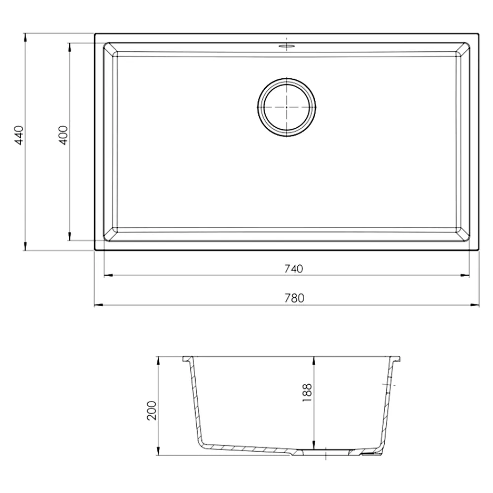 GoodHome Évier de cuisine en composite de quartz blanc 1 bac à encastrer Sorrel
