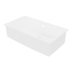 GoodHome Évier de cuisine en composite de quartz blanc 1 bac à encastrer Sorrel