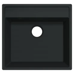 GoodHome Évier de cuisine en composite de quartz noir 1 bac à encastrer Hirase