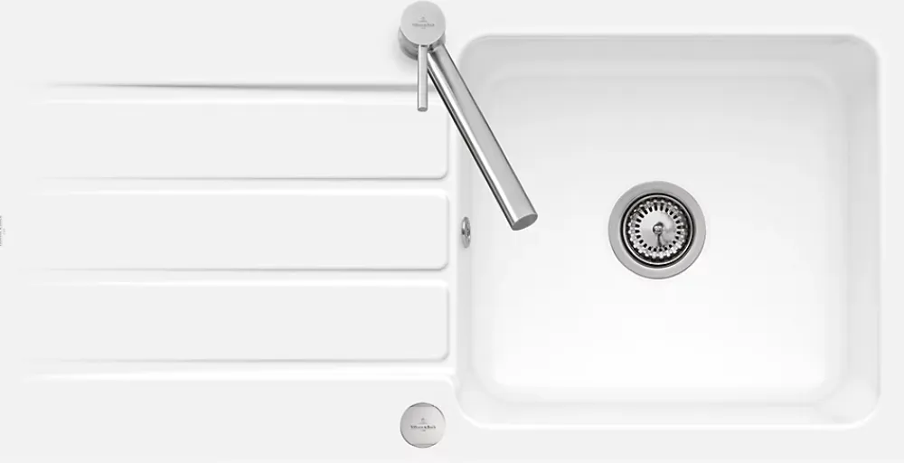 Villeroy & Boch Évier de cuisine en céramique 1 cuve à encastrer Collection blanc brillant