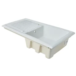 Evier Et Robinet De Buanderie|Cooke & Lewis Évier de cuisine en céramique blanche 1 bac à encastrer Burbank