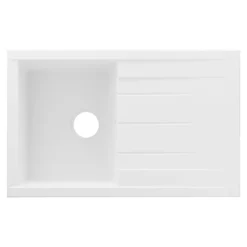 GoodHome Évier de cuisine en résine blanc 1 bac à encastrer et égouttoir Keluak