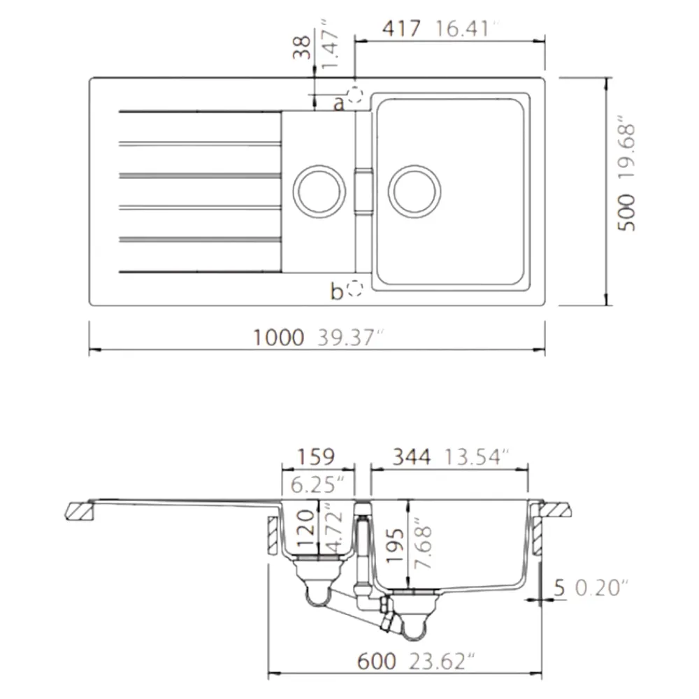 GoodHome Évier en composite de quartz blanc 1,5 bacs à encastrer Torla