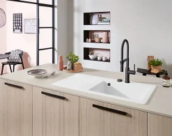 Evier Et Robinet De Buanderie|Villeroy & Boch Évier en céramique 1 cuve à droite à encastrer Subway Style blanc brillant