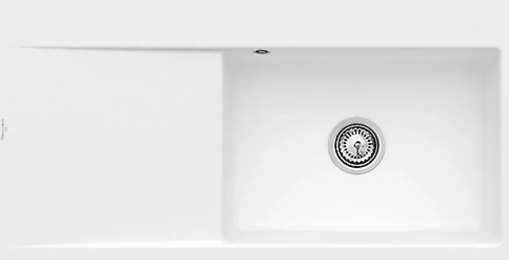 Evier Et Robinet De Buanderie|Villeroy & Boch Évier en céramique 1 cuve à droite à encastrer Subway Style blanc brillant