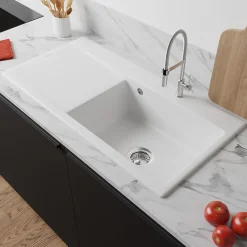 Evier Et Robinet De Buanderie|Villeroy & Boch Évier en céramique 1 cuve à droite à encastrer Subway Style blanc mat