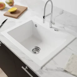 Evier Et Robinet De Buanderie|Villeroy & Boch Évier en céramique 1 cuve à encastrer Subway blanc mat