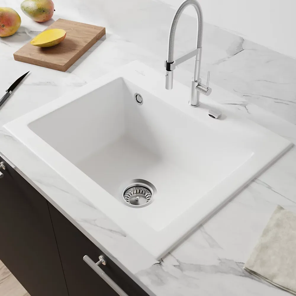 Evier Et Robinet De Buanderie|Villeroy & Boch Évier en céramique 1 cuve à encastrer Subway blanc mat