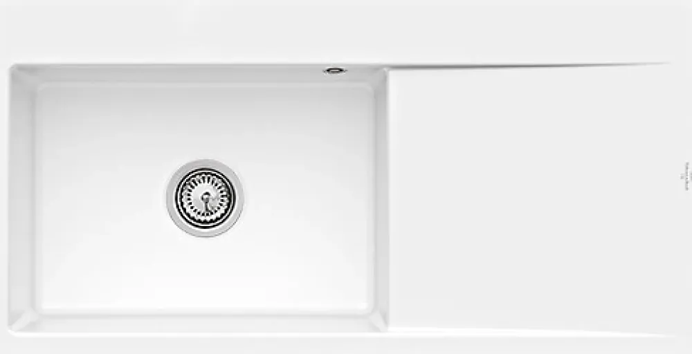 Villeroy & Boch Évier en céramique 1 cuve à gauche à encastrer Subway Style blanc brillant