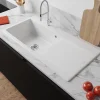 Villeroy & Boch Évier en céramique 1 cuve à gauche à encastrer Subway Style blanc mat