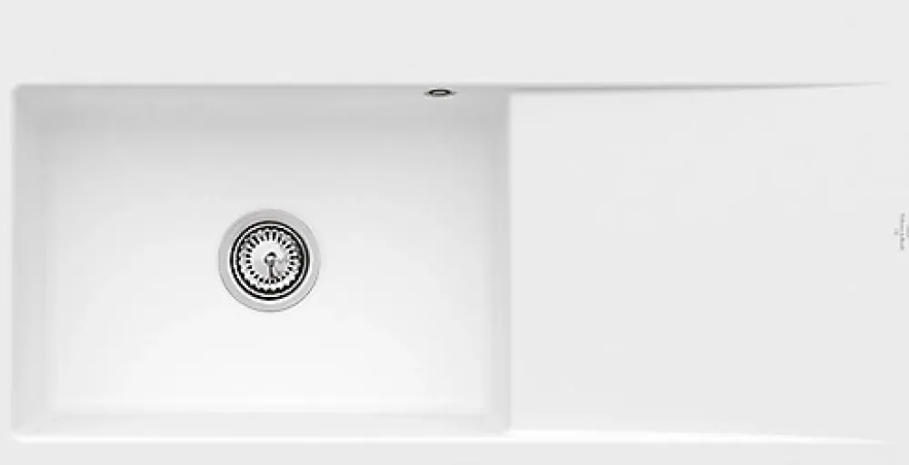 Villeroy & Boch Évier en céramique 1 cuve à gauche à encastrer Subway Style blanc mat