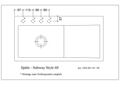 Villeroy & Boch Évier en céramique 1 cuve à gauche à encastrer Subway Style blanc mat