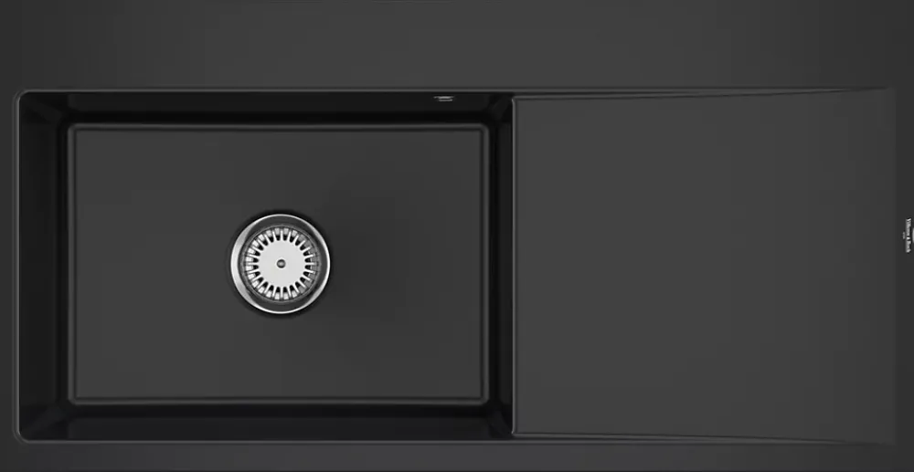 Villeroy & Boch Évier en céramique 1 cuve à gauche à encastrer Subway Style noir lisse