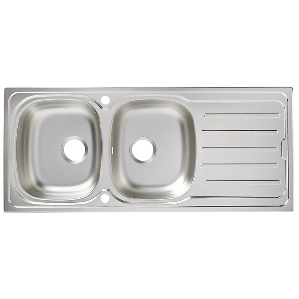 Cooke & Lewis Évier en inox finition nid d'abeille 2 bacs à encastrer Nakaya