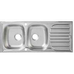 Évier en inox satiné 2 bacs à encastrer Turing